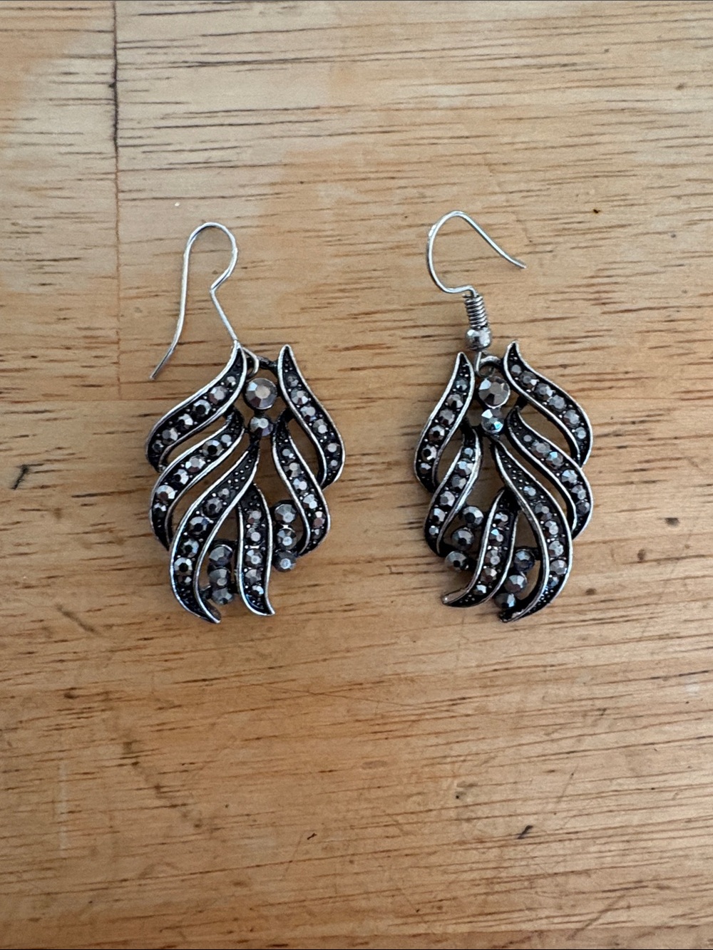 Silver-Tone Black Crystal Drop Earrings - Elegant Women's Jewelry